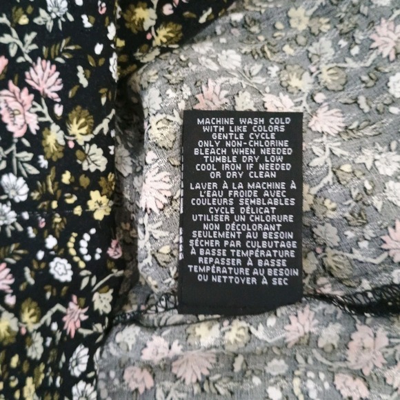 Grace The Perfect Fit Black Floral Long Sleeve Blouse Women's Petite Small - Picture 7 of 7